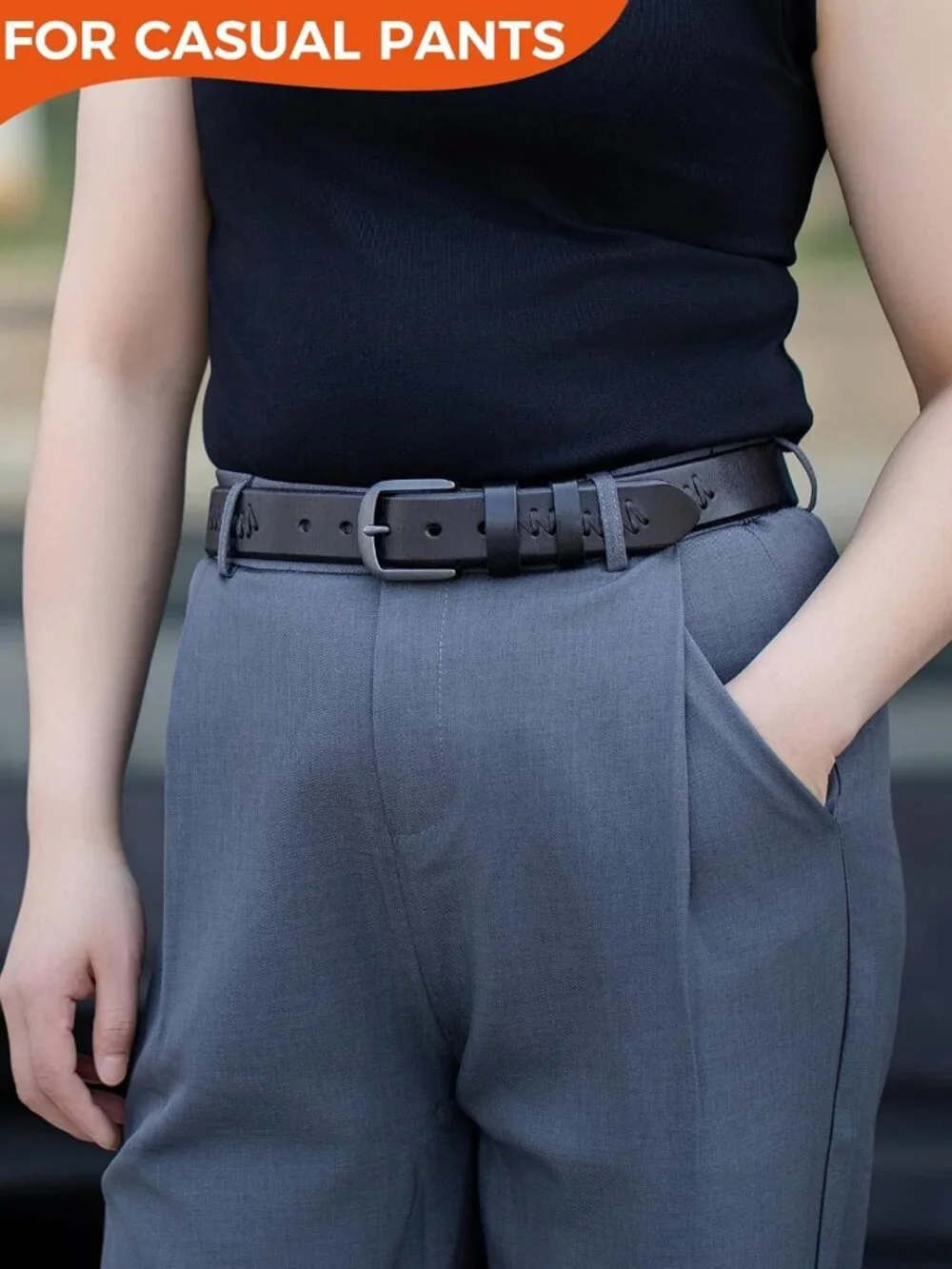 Stylish Women's Casual Leather Belt with Metal Buckle - Versatile Fashion